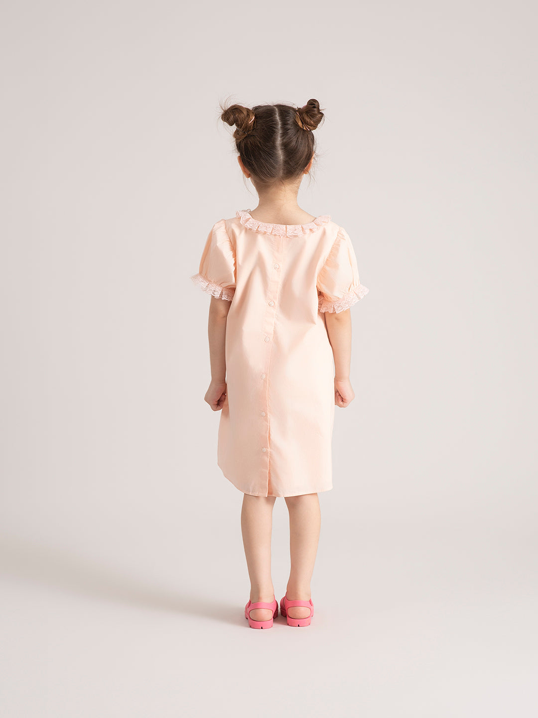 Baby Girl Organic Cotton Bow Dress - Peach