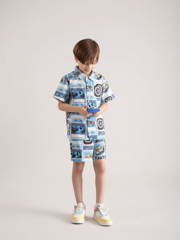 Baby Boy Organic Cotton Co-ord Set: Shirt and shorts