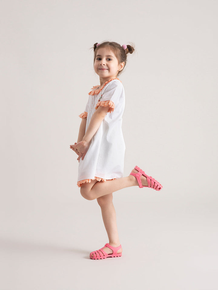 Baby Girl Blush Bow Organic Cotton Dress