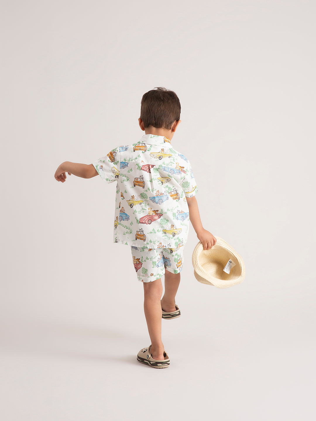 Baby & Toddler Organic Cotton Co-ord Set : Car print shirt and shorts