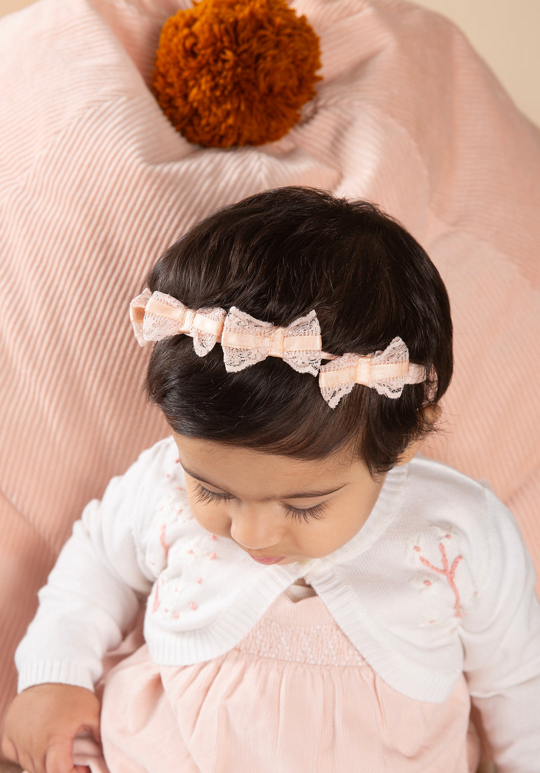 Baby Girl Organic Cotton Bow Dress - Peach