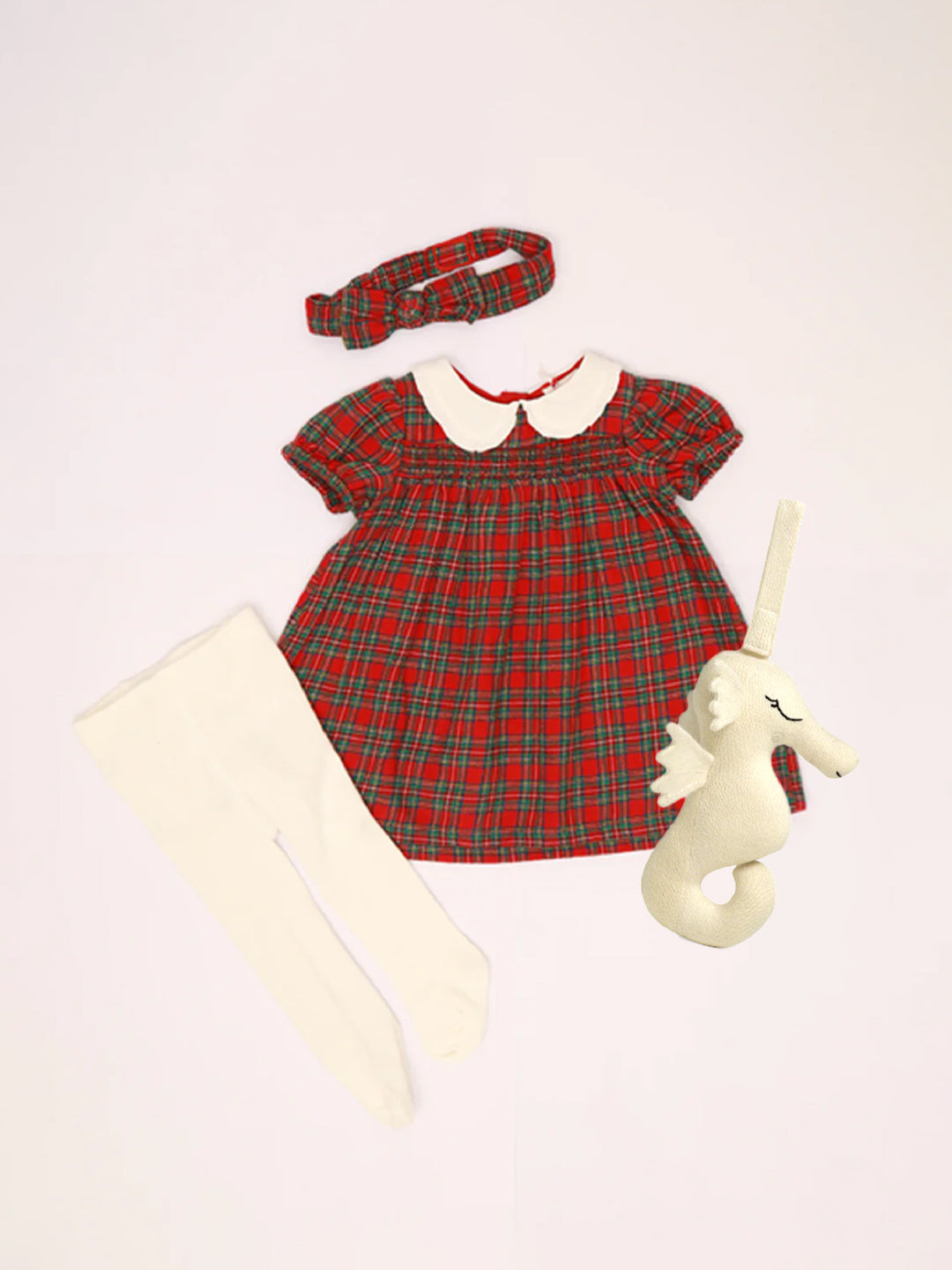 Christman Outfit - Dress with Stockings and Knot Hairband