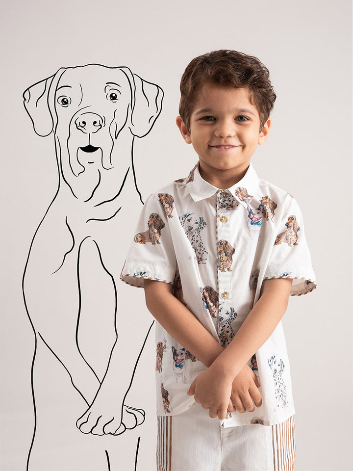 Baby Boy Co-ord Set: Shirt and Shorts Dogs Play