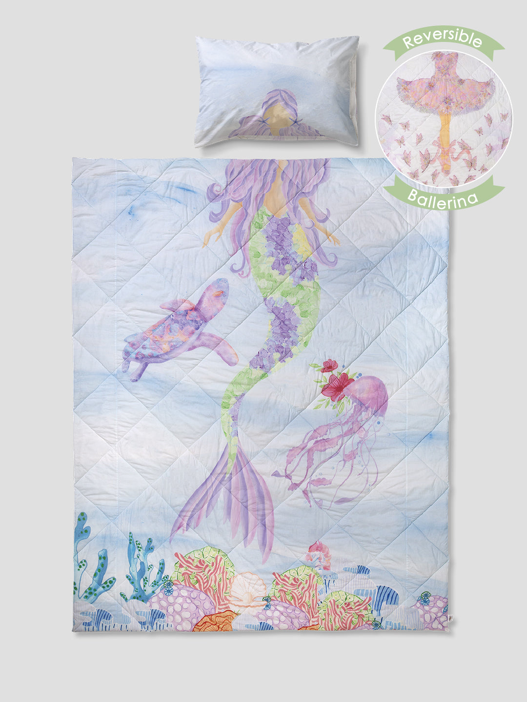 Ballerina and Mermaid Quilt/ Comforter - Reversible