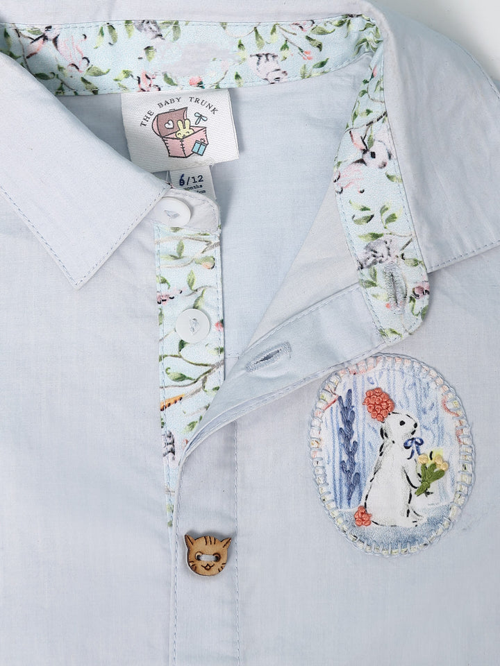 Peter Rabbit Button-down Blue Classic Cotton Shirt