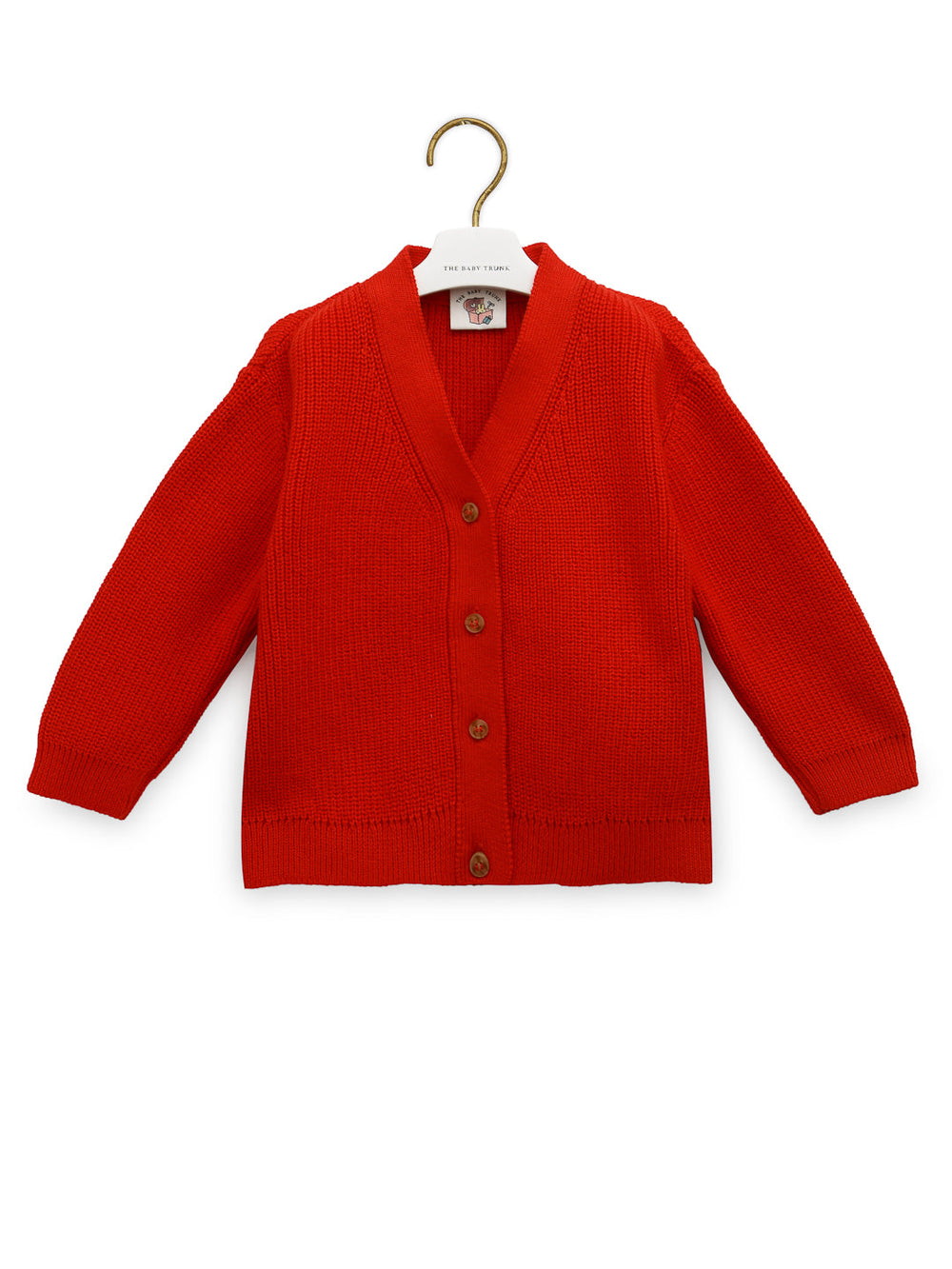 Ribbed Cardigan Red Front