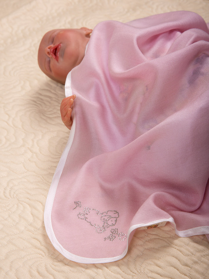 Swarovski Cashmere Monogram Blanket - Powder Pink