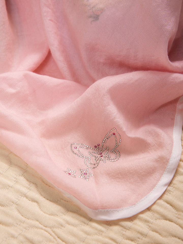 Swarovski Cashmere Monogram Blanket Pale Pink