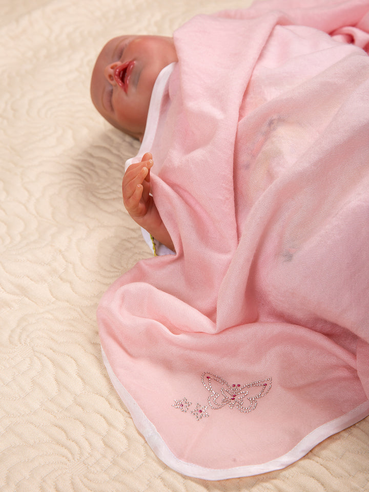 Swarovski Cashmere Monogram Blanket Pale Pink